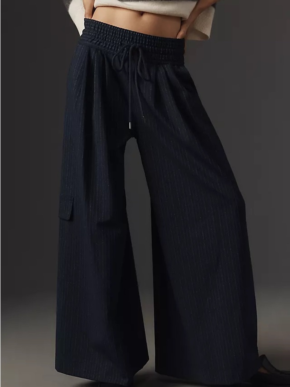 Maeve Wide-Leg Drawstring Menswear Trousers